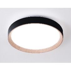 Потолочный светодиодный светильник Ambrella light FZ1324 BK/LWD черный/светлое дерево IP20 41W 3000-6400K D390*70 (ПДУ ИК)