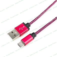 Кабель Gembird USB 2.0 Cablexpert AM/microBM 5P, 1м, нейлоновая оплетка, алюминиевые разъемы, фиолетовый, пакет