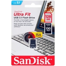 Флешка USB Sandisk CZ430 ULTRA FIT (SDCZ430-128G-G46), 128Gb, USB 3.1, R/W 130/40, черный