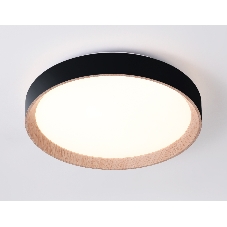 Потолочный светодиодный светильник Ambrella light FZ1324 BK/LWD черный/светлое дерево IP20 41W 3000-6400K D390*70 (ПДУ ИК)