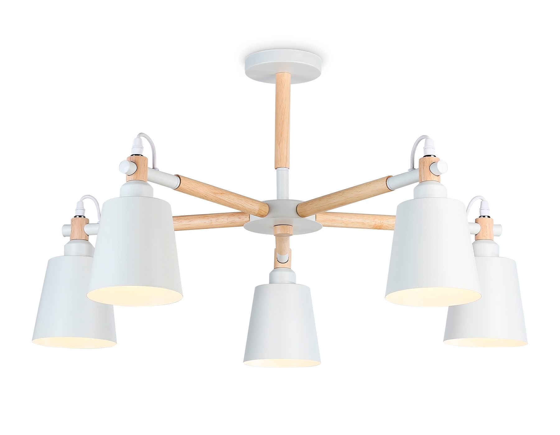 Светильник Ambrella light TR82208/5 WH/LW белый/светлое дерево E27/5 max 40W D780*430