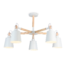 Светильник Ambrella light TR82208/5 WH/LW белый/светлое дерево E27/5 max 40W D780*430