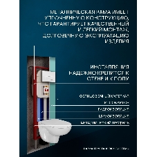 Комплект BAU 6 в 1: рамная инсталляция, унитаз подвесной безободковый Bau Novo, быстросъемное сиденье микролифт, кнопка смыва BAU Hotel , белый глянец