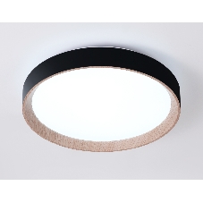 Потолочный светодиодный светильник Ambrella light FZ1324 BK/LWD черный/светлое дерево IP20 41W 3000-6400K D390*70 (ПДУ ИК)