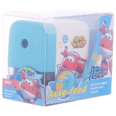 Точилка для карандашей механическая Deli ER10409 Super Wings, 1 отверстие, пластик, ассорти