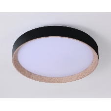 Потолочный светодиодный светильник Ambrella light FZ1324 BK/LWD черный/светлое дерево IP20 41W 3000-6400K D390*70 (ПДУ ИК)