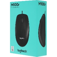 Мышь проводная Logitech M100/100R DARK/GREY (темно-серая/черная), 1000 dpi, USB, кнопки - 3