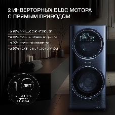 Стирально-сушильная машина Hyundai WMD9425 темно-синий, загр. фронтальная макс.: 15 кг 1400 об/мин класс: А+++