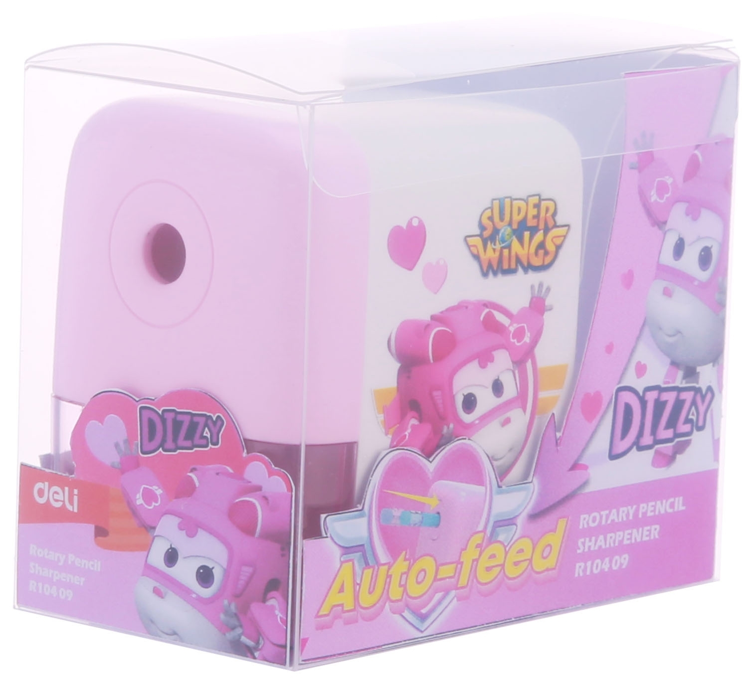 Точилка для карандашей механическая Deli ER10409 Super Wings, 1 отверстие, пластик, ассорти
