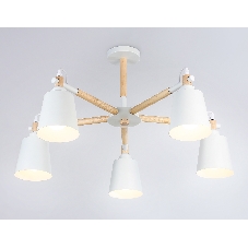 Светильник Ambrella light TR82208/5 WH/LW белый/светлое дерево E27/5 max 40W D780*430