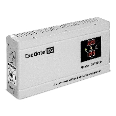 Стабилизатор напряжения ExeGate Master AV-1000 (1000ВА, 140-260В, цифр. индикация вход/вых. напряжения, 220В±8%, КПД 98%, 5 уровней защиты, задержка, метал.корпус, евророзетка, RTL)