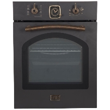Встраиваемая электрическая духовка Korting OKB 4941 CRN/59.6 х 45 x 55 см, Духовой шкаф в ретро-дизайне, ширина 45 см, аналоговые часы в классическом стиле Frank Muller, таймера с функцией отключения, 9 режимов нагрева, объем духовки 45 л, телескопические направляющие на одном уровне, двухслойное остекление, каталитическая самоочистка, автоматическое отключение, в комплекте: 2 противня, хромированная решетка, цвет - черный; цвет ручек - бронза