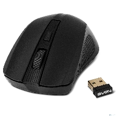 Мышь беспроводная SVEN RX-400W черный, 1400 dpi, радиоканал, USB, кнопки - 4