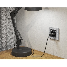 Комплект механизма электрической розетки ALFA Черный матовый 2USB A+A 18W (быстрая зарядка) с/з QUANT (AP8090, VM155) MA809010