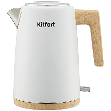 Чайник электрический Kitfort КТ-6794 1.7л. 2200Вт белый/дерево корпус: нерж.сталь/пластик