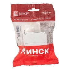 Выключатель 2-клавишный ОП 10А белый Минск EKF Basic