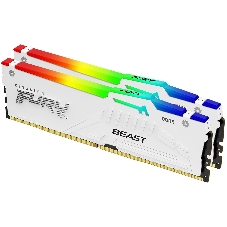 Оперативная память Kingston Fury Beast, DDR5, 32Gb (2x16Gb), 5200MHz, CL40, DIMM, с радиаторами, RGB, белый