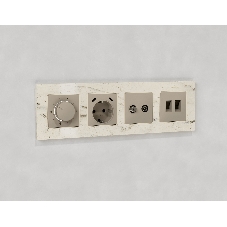 Комплект механизма компьютерной двойной розетки RJ-45 с автоматической защитной шторкой ALFA Серо-бежевый матовый QUANT (AP3721, VM189) MA372110