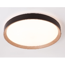 Потолочный светодиодный светильник Ambrella light FZ1326 BK/LWD черный/светлое дерево IP20 60W 3000-6400K D490*80 (ПДУ ИК)