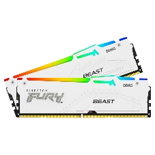 Оперативная память Kingston Fury Beast, DDR5, 32Gb (2x16Gb), 5200MHz, CL40, DIMM, с радиаторами, RGB, белый