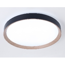 Потолочный светодиодный светильник Ambrella light FZ1326 BK/LWD черный/светлое дерево IP20 60W 3000-6400K D490*80 (ПДУ ИК)