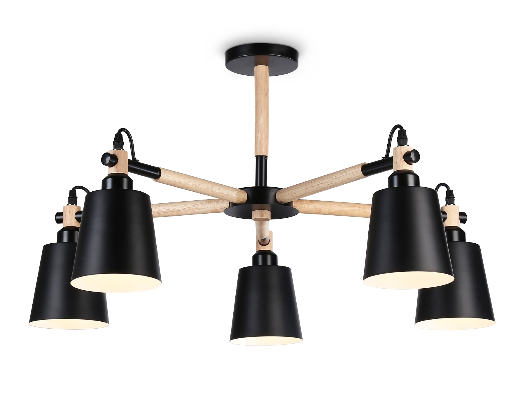 Светильник Ambrella light TR82211/5 BK/LW черный/светлое дерево E27/5 max 40W D780*430