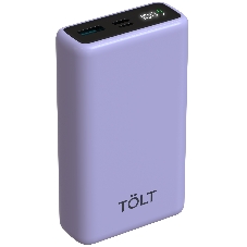Портативный аккумулятор TOLT Lit LT-LP10T, 10000mAh, 22,5W, fast charging and PD, violet/ Powerbank TOLT Lit LT-LP10T, 10000mAh, 22,5W, fast charging and PD, violet