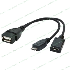 Кабель USB2.0 OTG Cablexpert A-OTG-AFBM-004 USBAF/MicroBM, 0.15м, с доп питанием, пакет
