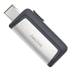 Флешка USB SanDisk DDC2 Ultra Dual (SDDDC2-032G-G46), 128Gb, USB 3.0/USB 3.1 Type C, R/W 150/30, серый/черный