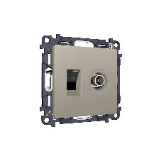 Комплект механизма розетки компьютерной + TV оконечной RJ-45 с автоматической защитной шторкой ALFA Серо-бежевый матовый (AP3725, VM195) MA372510