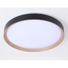 Потолочный светодиодный светильник Ambrella light FZ1326 BK/LWD черный/светлое дерево IP20 60W 3000-6400K D490*80 (ПДУ ИК)