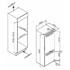 Встраиваемый холодильник Weissgauff WRKI 1970 INV. INOX нержавеющая сталь, 341л, морозилка снизу