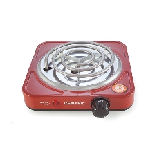 Плита настольная электрическая Centek CT-1508 красный, 1 кВт, ТЭН, конфорки - 1, эмаль, поворотные переключатели