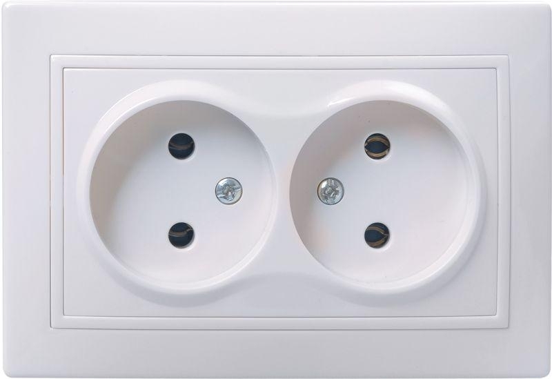 Розетка 2-м СП Кварта 10А IP20 без заземл. белый IEK ERK23-K01-10-DM