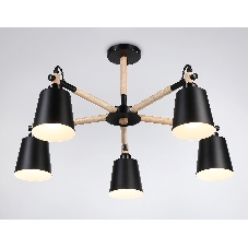 Светильник Ambrella light TR82211/5 BK/LW черный/светлое дерево E27/5 max 40W D780*430