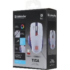 Мышь беспроводная Defender Tisa GM-126 белый/синий, 1600 dpi, радиоканал, Bluetooth, USB, кнопки - 6