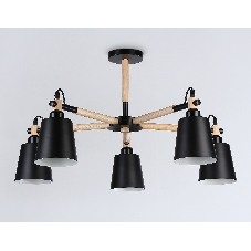 Светильник Ambrella light TR82211/5 BK/LW черный/светлое дерево E27/5 max 40W D780*430