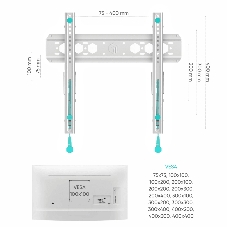 Кронштейн ONKRON TM5W/32-65'' макс 400*400 наклон +12º от стены: 35-145мм, макс вес 68,2кг, встр уровень, белый