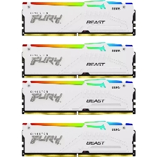 Оперативная память Kingston Fury Beast, DDR5, 128Gb (4x32 Gb), 5200 MHz, CL40, радиатор, RGb, белый