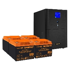 Комплект источника бесперебойного питания Exegate EX295991RUS + батарея 40Aч EX282979RUS 4шт (инвертор, синус, для котла) ExeGate SineTower SZ-5000.LCD.AVR.2SH.1C13.T.RJ.USB <5000VA/4000W, чистый синусоида, LCD дисплей, AVR, 2*Schuko+1*C13+клеммы, RJ45/11, USB, линейно-интерактивный, черный> + батарея ExeGate HR 12-40 (12В, 40Ач) 4шт