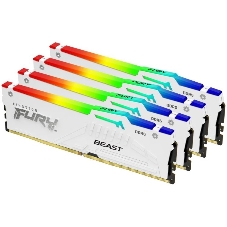 Оперативная память Kingston Fury Beast, DDR5, 128Gb (4x32 Gb), 5200 MHz, CL40, радиатор, RGb, белый