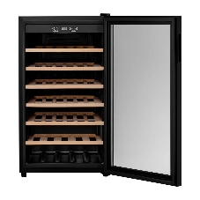 Винный шкаф Kuppersberg RSW 82, отдельностоящий, High-Tech, объем 128 л, вместимость 40 бутылок, диапазон температуры 5-20 градусов, механическое открытие двери, 6 полок из бука, LCD дисплей, уровень шума 38 дБ, черный