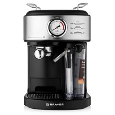 Кофеварка рожковая BRAYER BR1115 черный, исп. кофе - молотый, 1.5 л, 1300 Вт, 15 Бар.