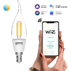 Лампа светодиодная филаментная Gauss Smart Home DIM+CCT E14 CF35 4,5 Вт 2000-6500 К 1/10/40