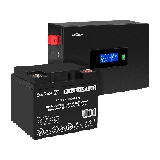 Комплект Источник бесперебойного питания EX295993RUS + батарея 40Aч EX282976RUS 1шт (инвертор, синус, для котла, PF=1, настенный) ExeGate IdealSine SR-1000.LCD.2SH  <1000VA/1000W, чистая синусоида, цветной LCD-дисплей, 2*Schuko, крепление настенное, черный> + батарея ExeGate DT 1240 (12В, 40А·ч) 1шт