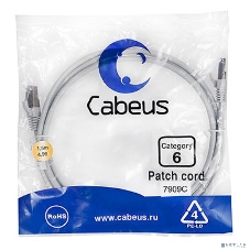 Шнур комм. Cabeus, cat.6, экр., F/UTP, RJ45/RJ45, LSZH, AWG24, 1.5м, серый
