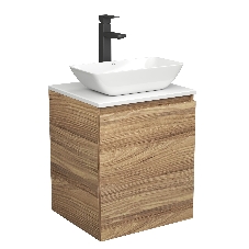 Тумба Bau Dream Blackwood 50 с дверцей, раковина BAU Spectrum mini 47х24 смеситель для раковины высокий Hotel Black, черный