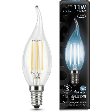 Лампа светодиодная Gauss Filament Свеча на ветру 11W 830lm 4100К Е14 LED