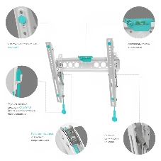 Кронштейн ONKRON TM5W/32-65'' макс 400*400 наклон +12º от стены: 35-145мм, макс вес 68,2кг, встр уровень, белый
