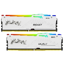 Оперативная память Kingston Fury Beast, DDR5, 32Gb (2x16Gb), 5600MHz, CL40, DIMM, с радиаторами, RGB, белый
